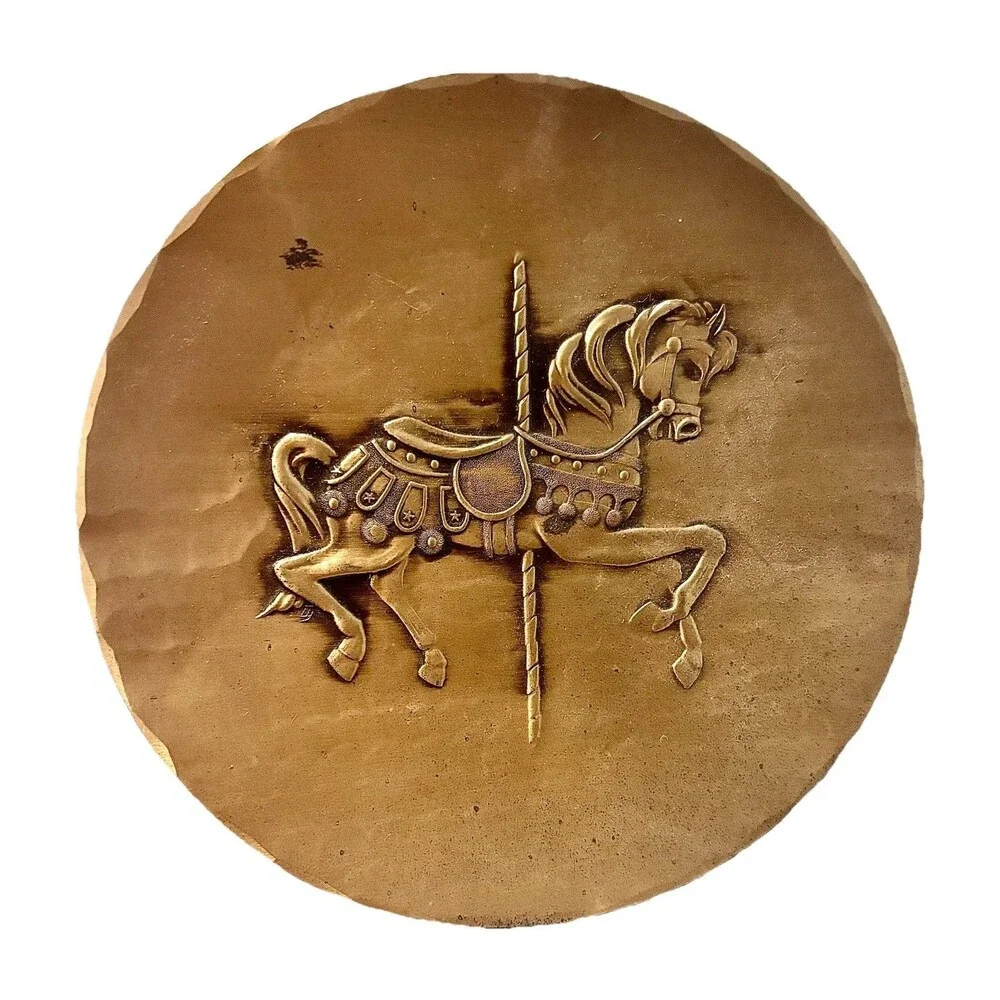 Vintage Wendell August Forge Solid Bronze Carousel Horse Plate Tray 8” USA
